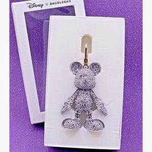 Baublebar Disney X Mickey Mouse Pave RARE PURPLE Crystal Bag Charm Key Chain